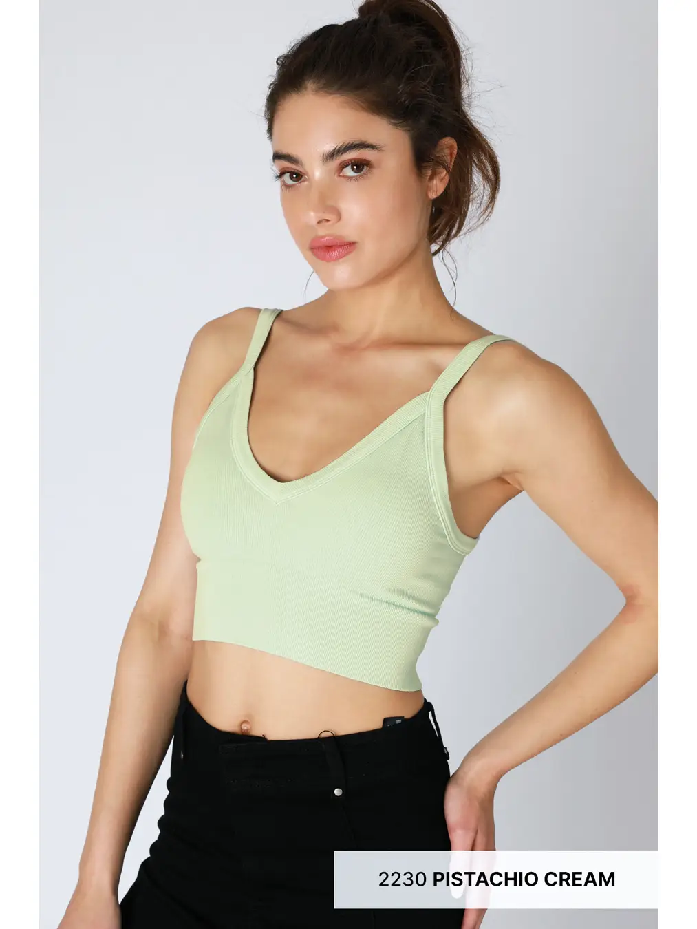 Ribbed V-Neck Bra Top
