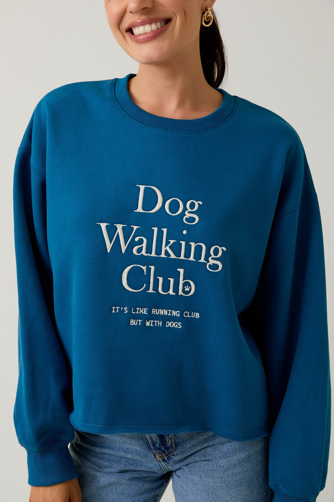 Crew Neck 'dog Walking Club' Verbiage Sweatshirt