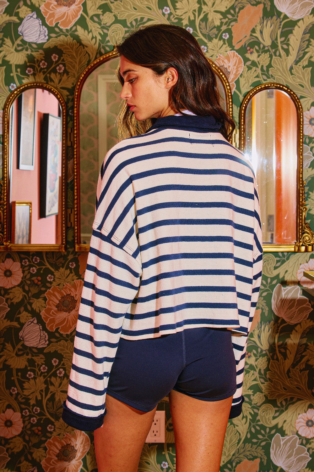 Brandon Navy Striped Top