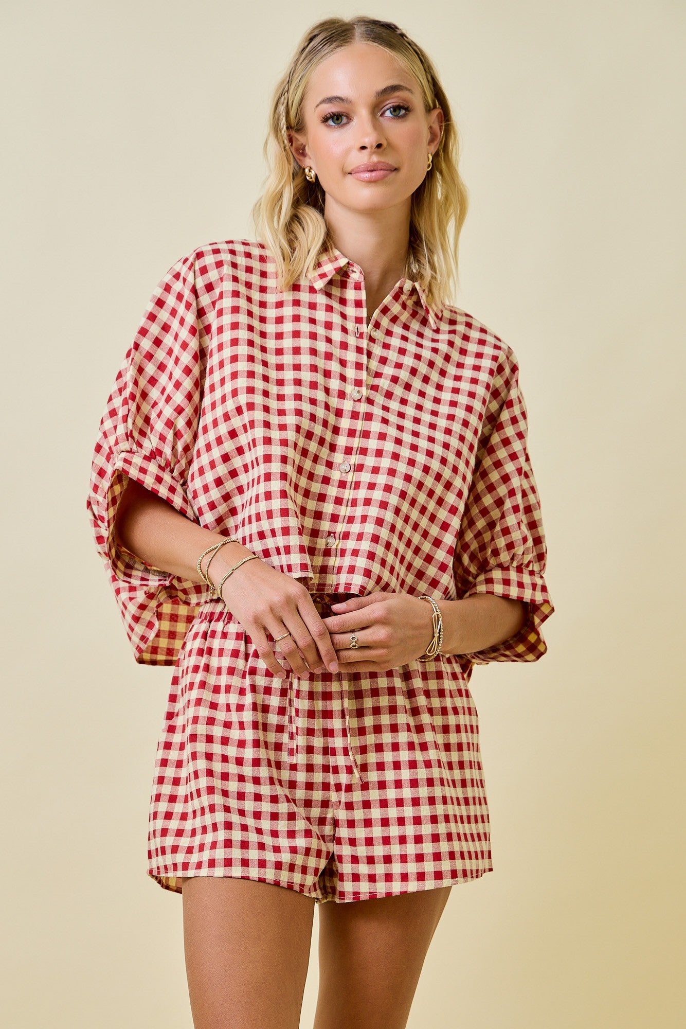 Danielle Red Gingham Set