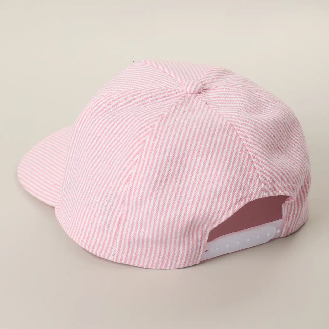 Surfing Bear Embroidered Seersucker Stripe Trucker Hat