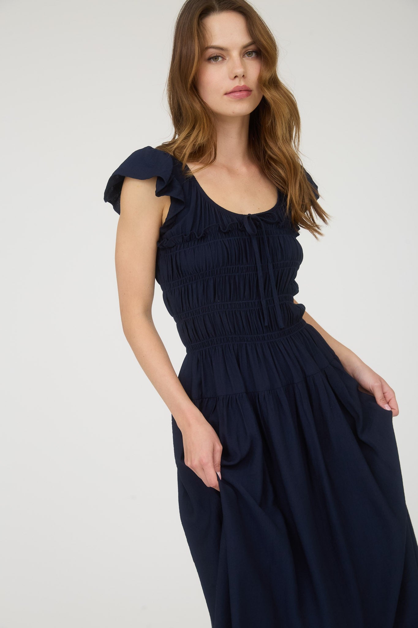 Bella Navy Midi Dress