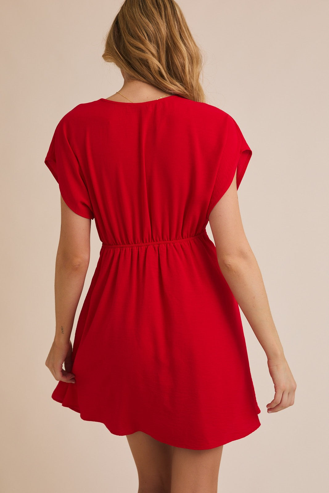Gia Red V Neck Dress