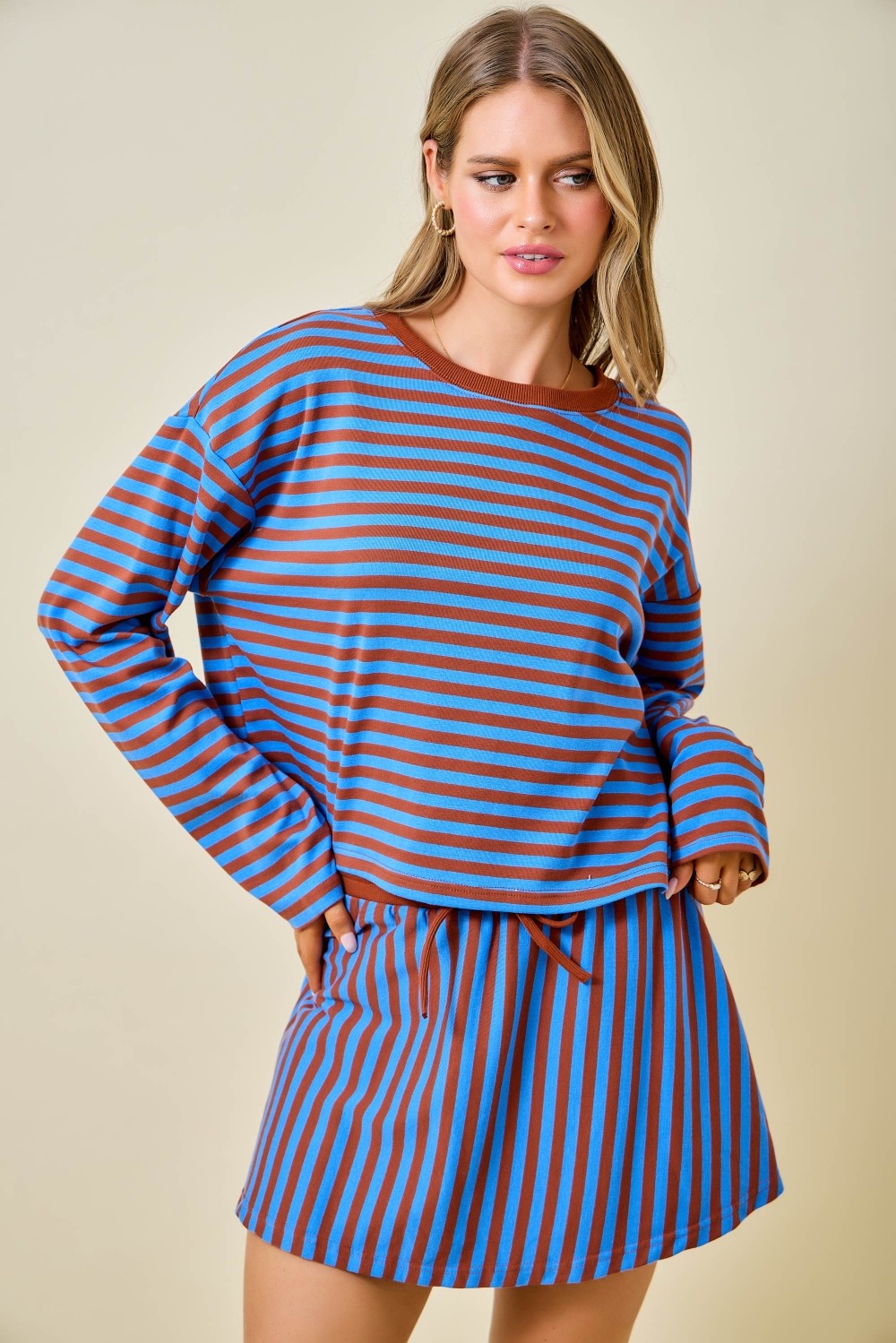 Daniela Blue and Brown Top
