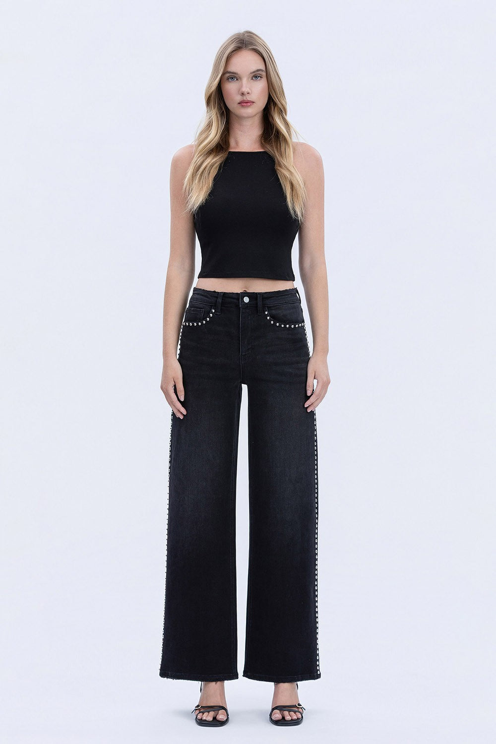 Vervet High Rise Nail Detail Wide Jeans