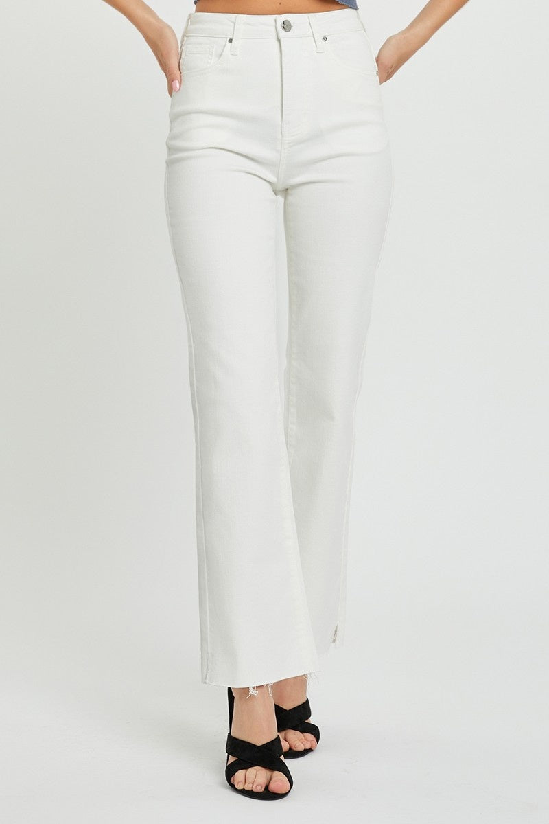 Risen white high rise straight jeans
