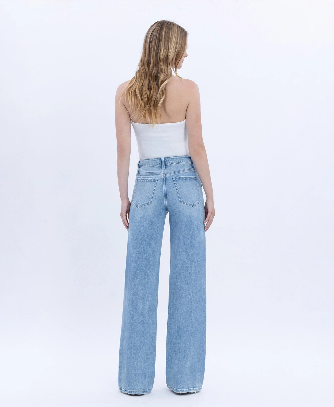 Vervet High Rise Full Length Light Wash Wide Jeans