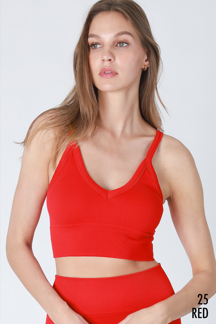 Ribbed V-Neck Bra Top