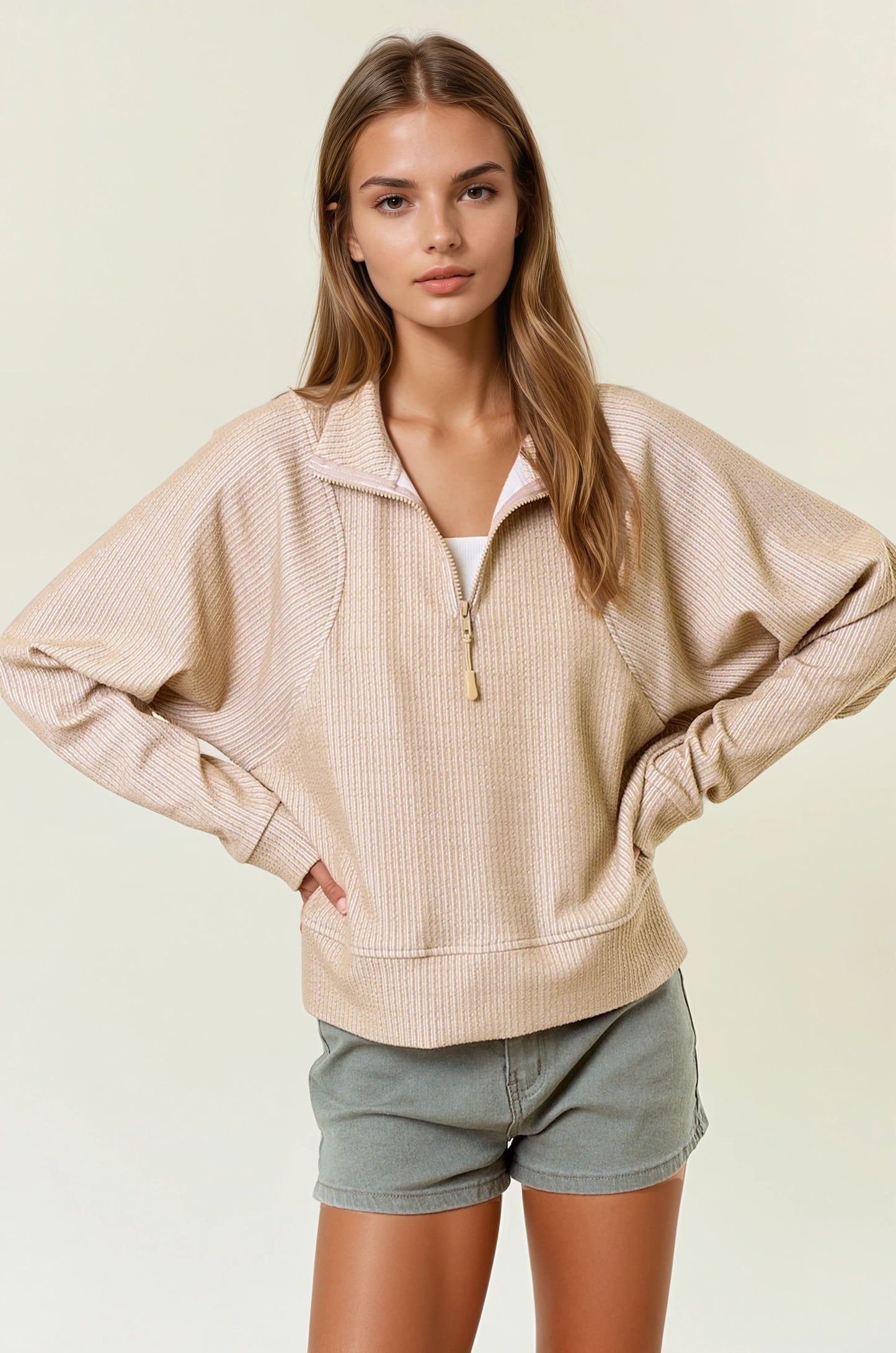 Darla Sand Striped Top