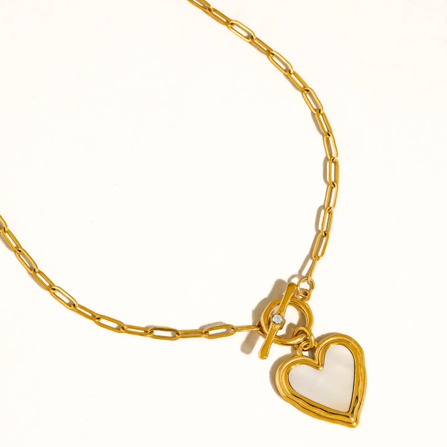 Nyelle 18K Gold Non-Tarnish Shell Heart Necklace