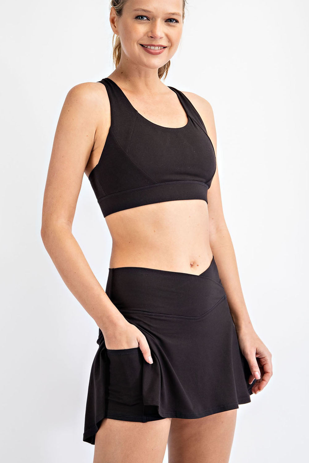 Black v shaped skort