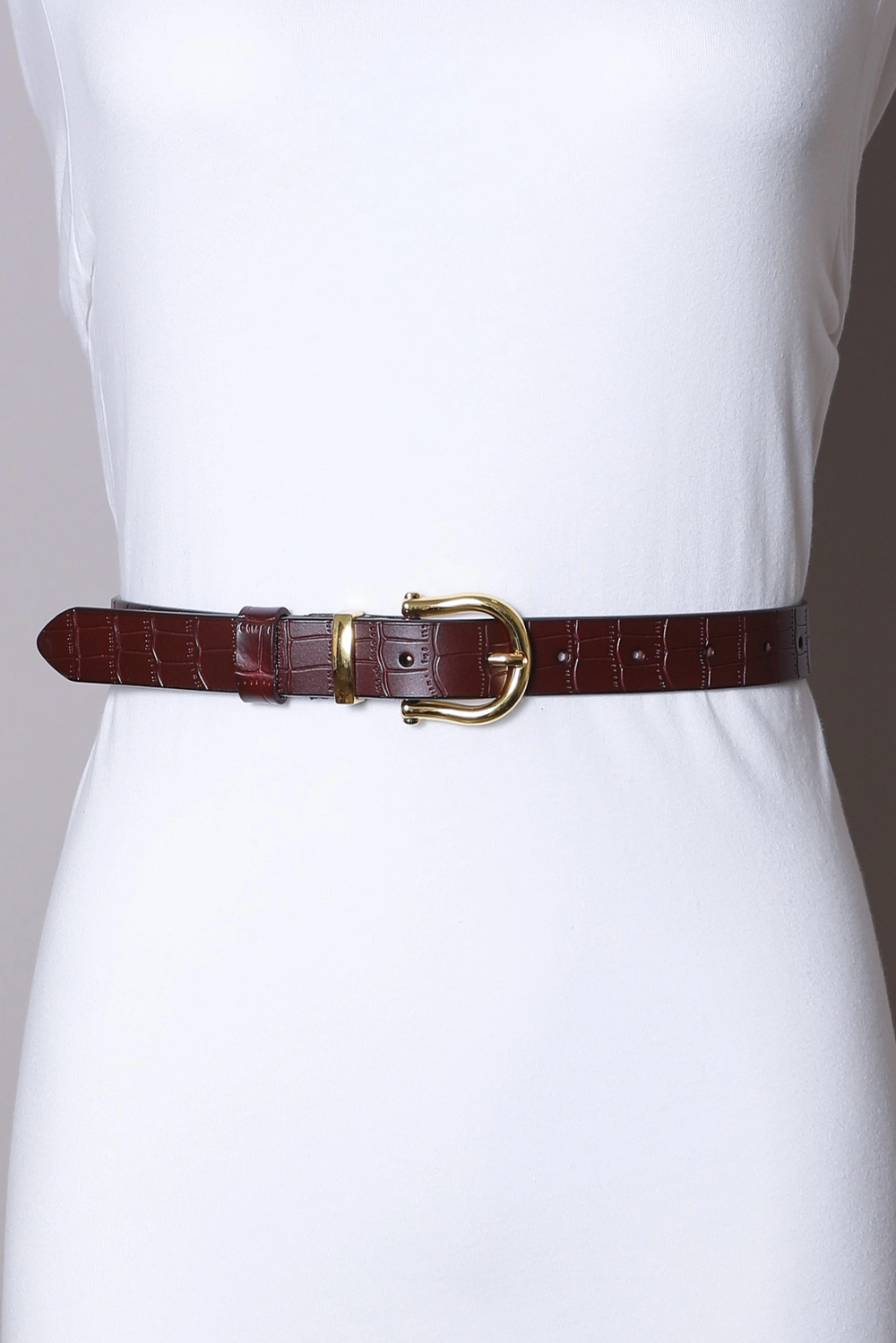 Faux Alligator Skin Leather Belt