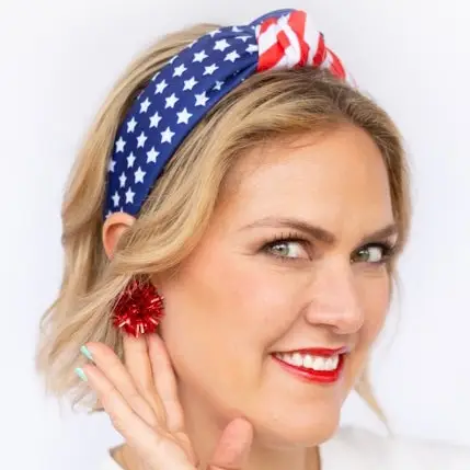 Red Tinsel Party Pom Stud