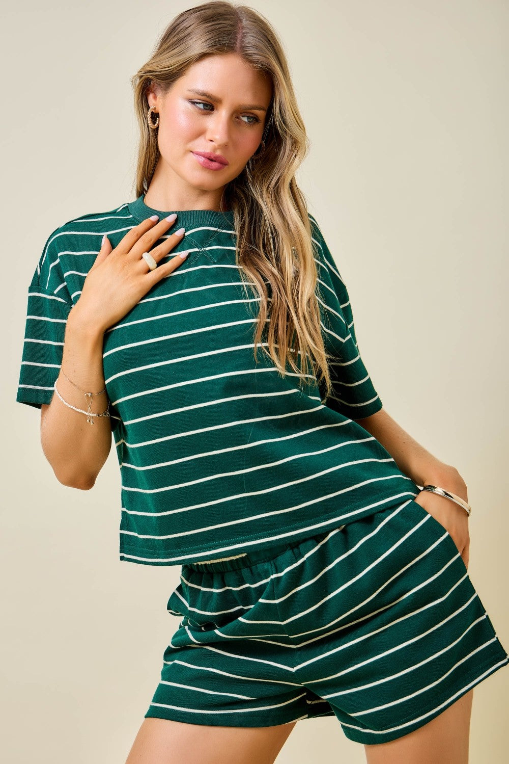 Dream Green Striped Set Top