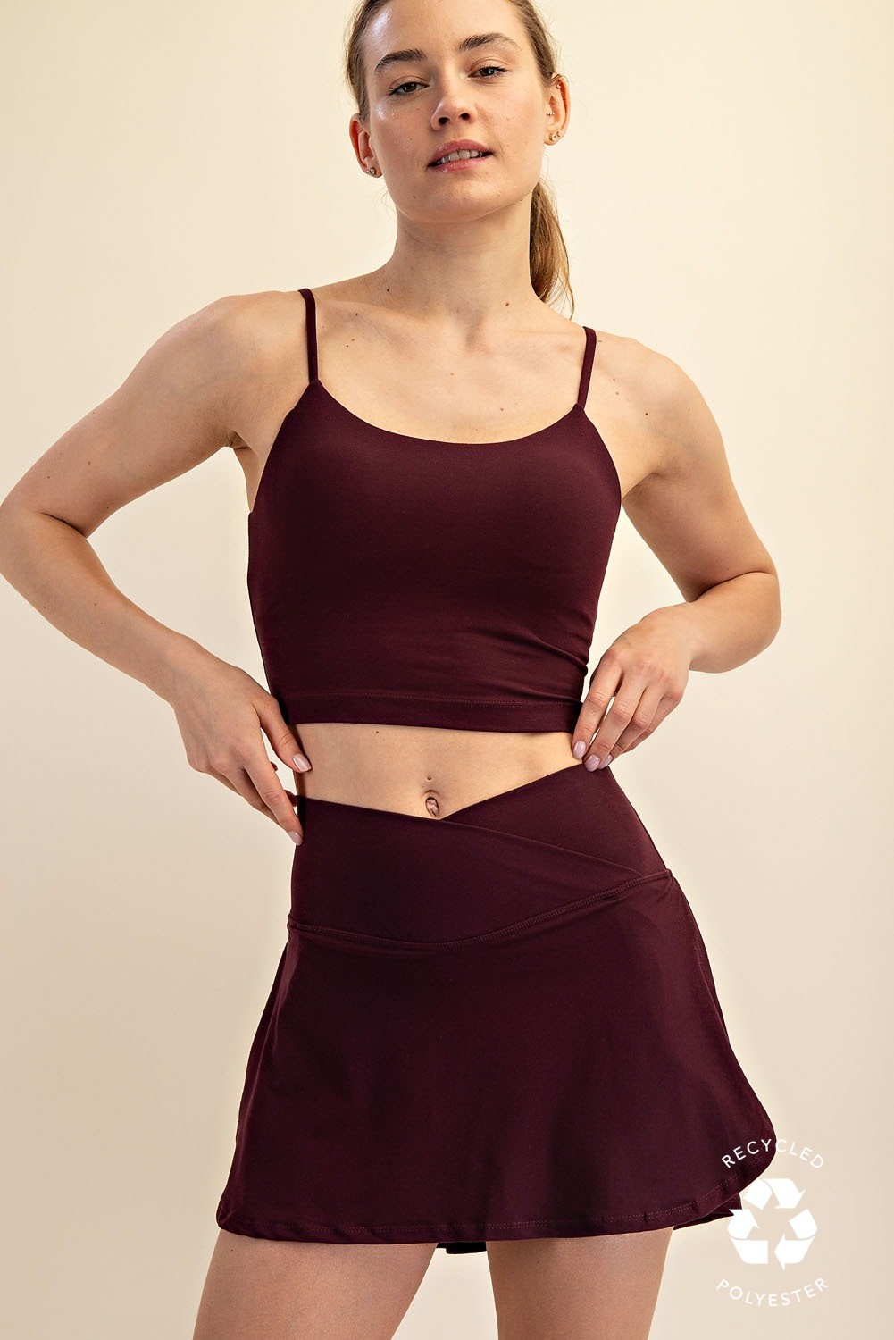 wine v shaped skort