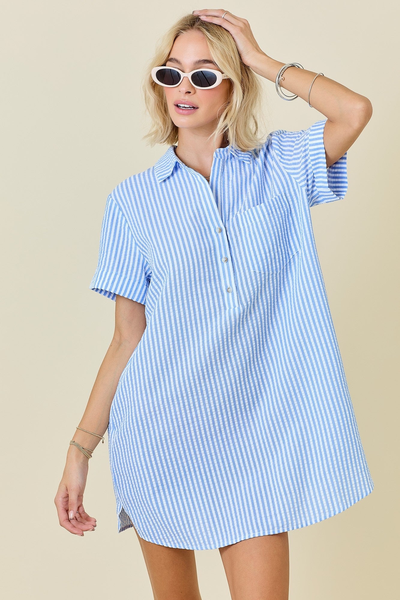 Daphne blue seersucker dress