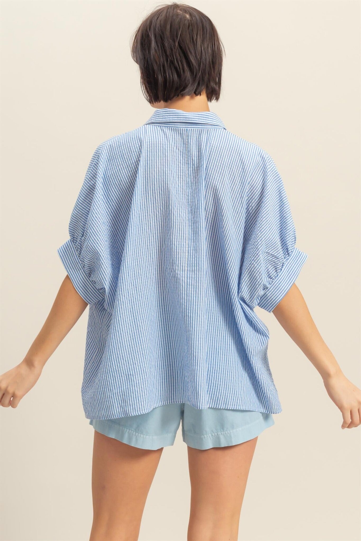 Harlow blue and white top