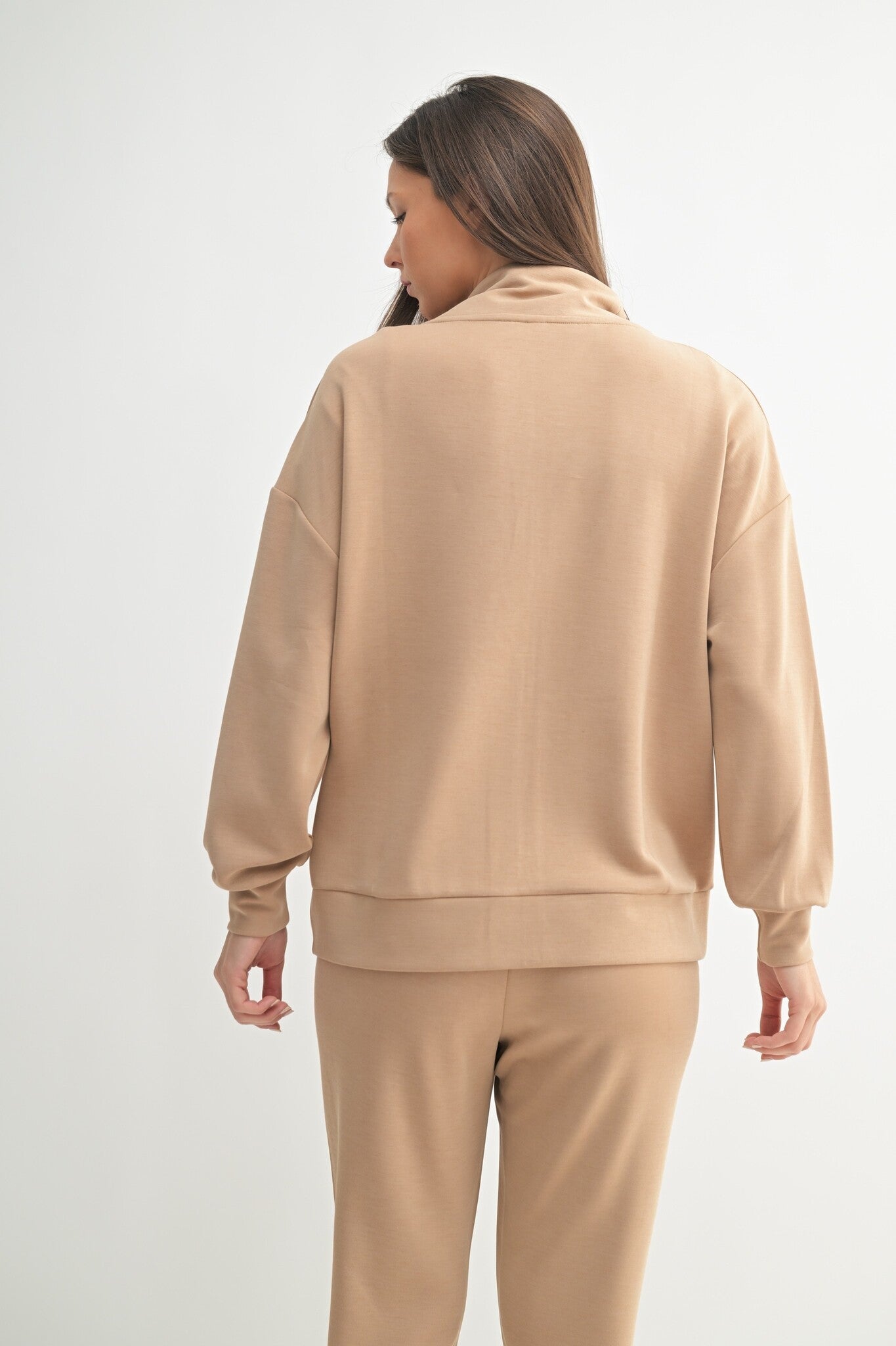 Tan zip up jacket with gold