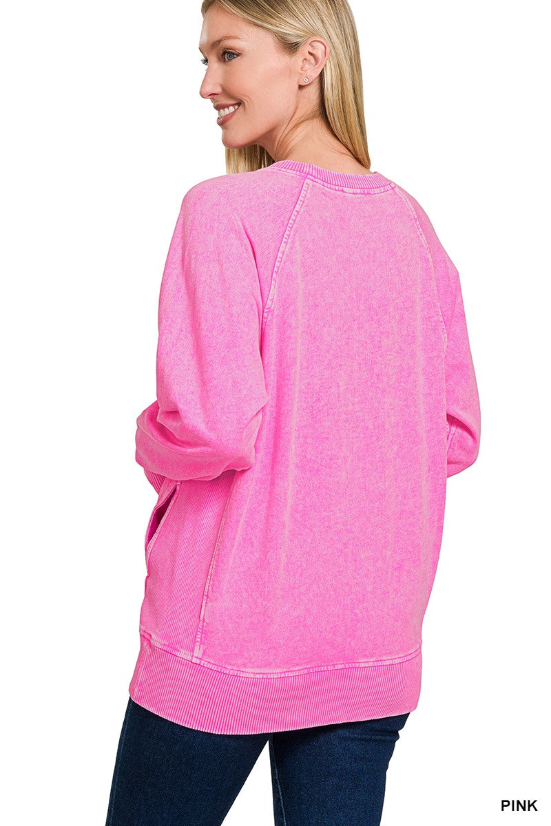 Terry Round Neck Pullover Pink