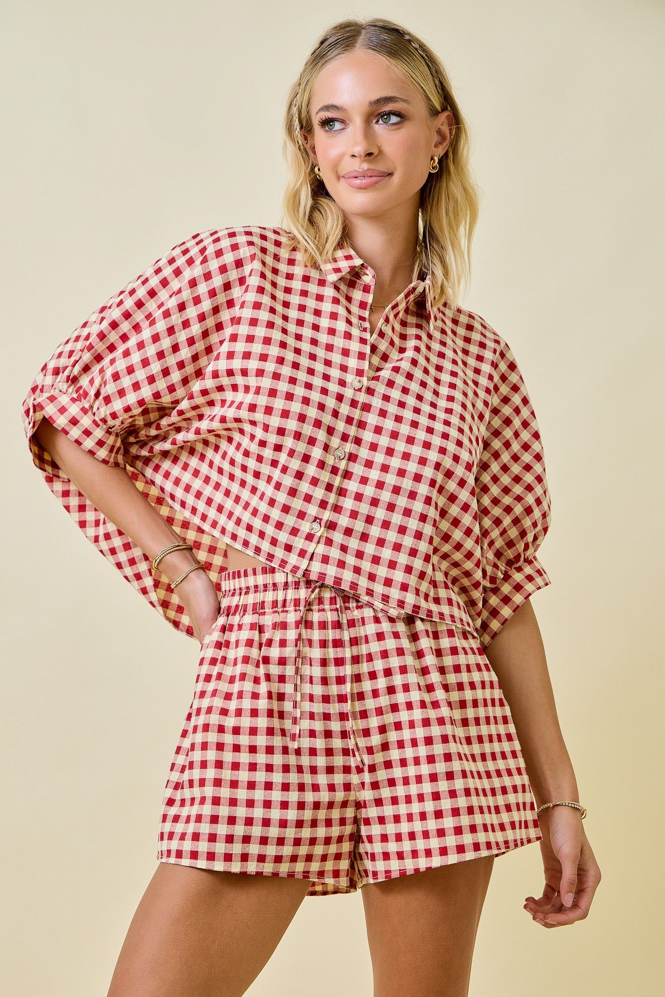 Danielle Red Gingham Set