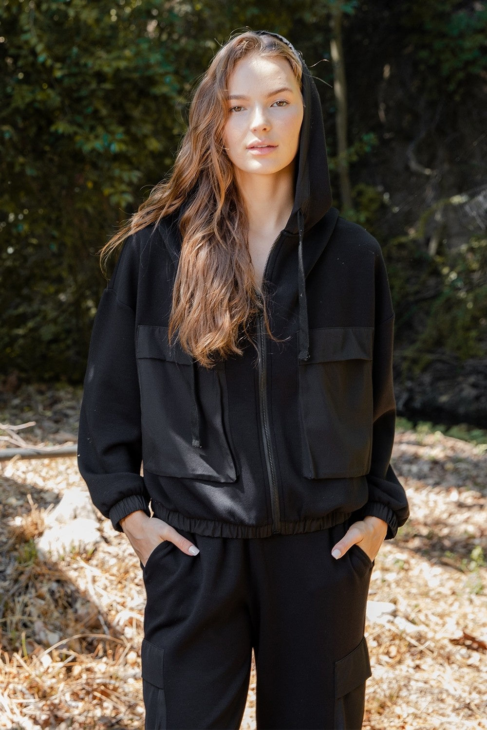 Black pocket hoodie