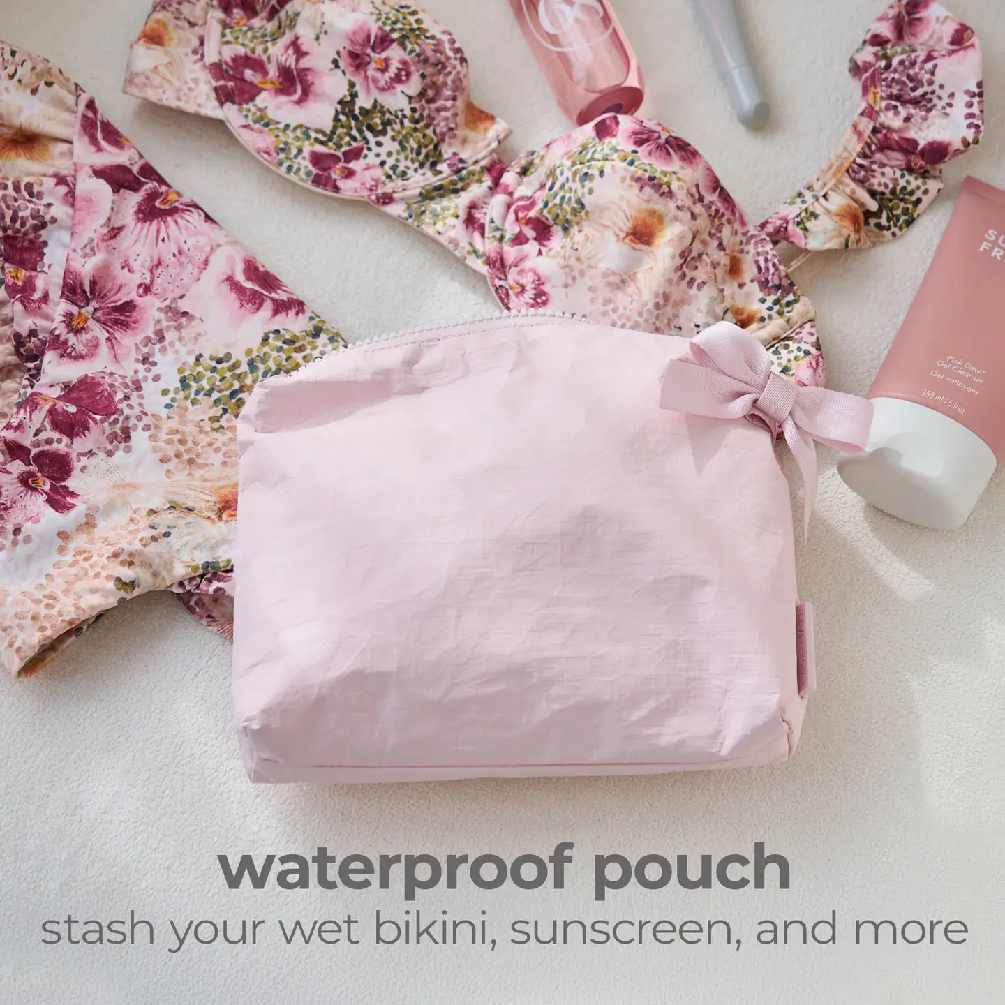 Case-Mate Ballet Pink Bow Crinkle Makeup Bag