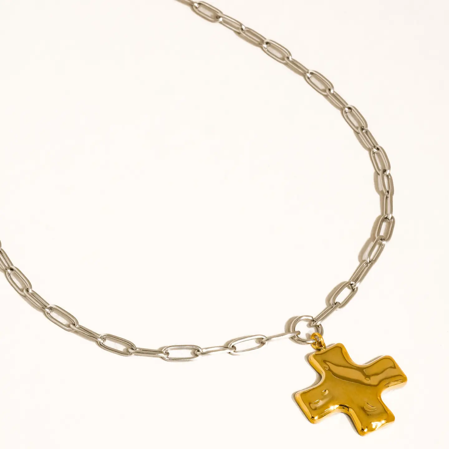 Zeni 18K Gold Non-Tarnish Cross Pendant Chain Necklace Multi-Colored