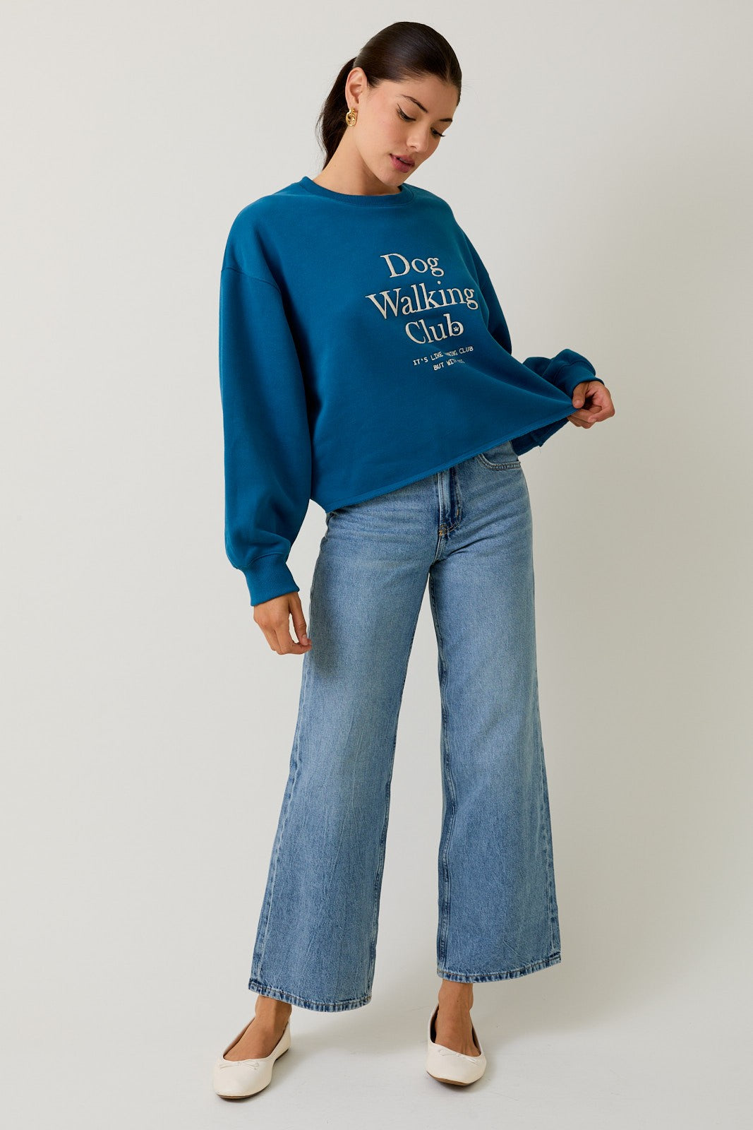 Crew Neck 'dog Walking Club' Verbiage Sweatshirt