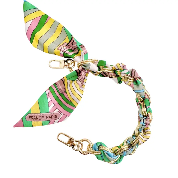 Gold Phone Chain with Pastel Stripe Print