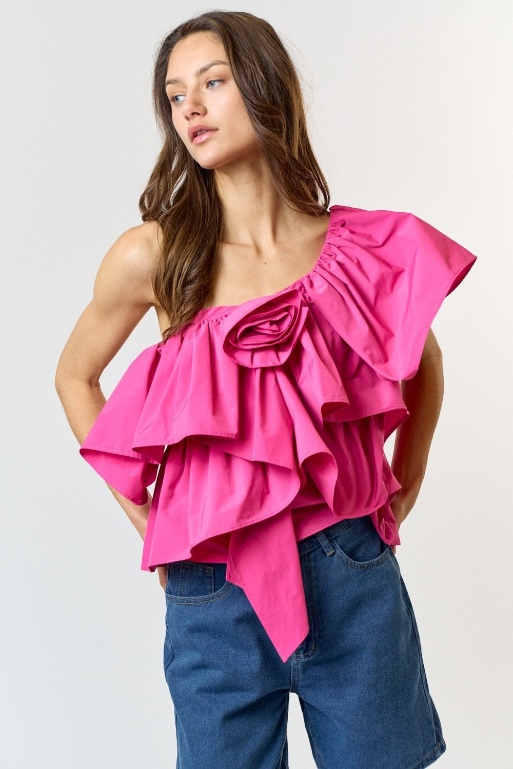 Lucy Pink One Shoulder Top