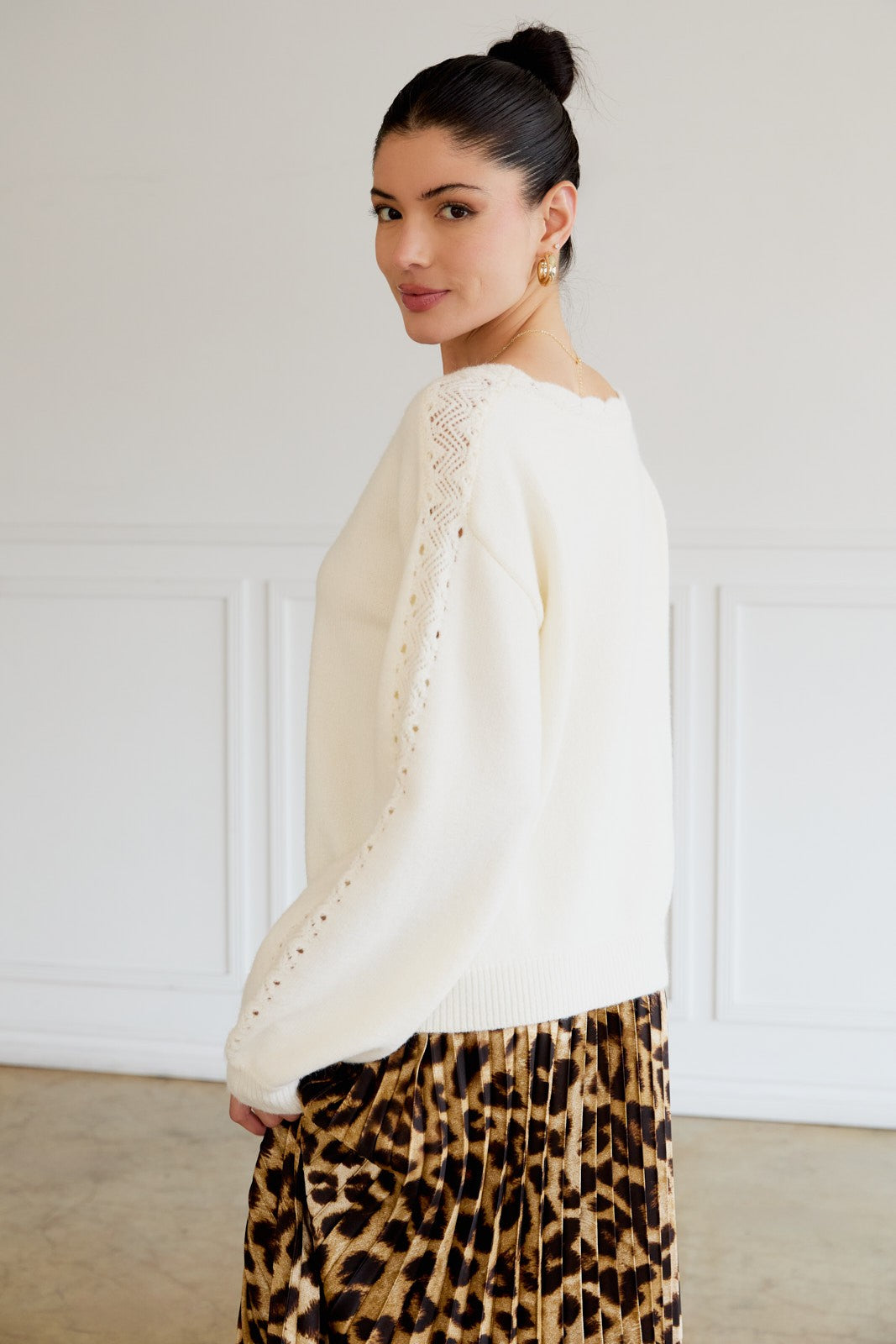 Sarah Cream Boat Neck Top