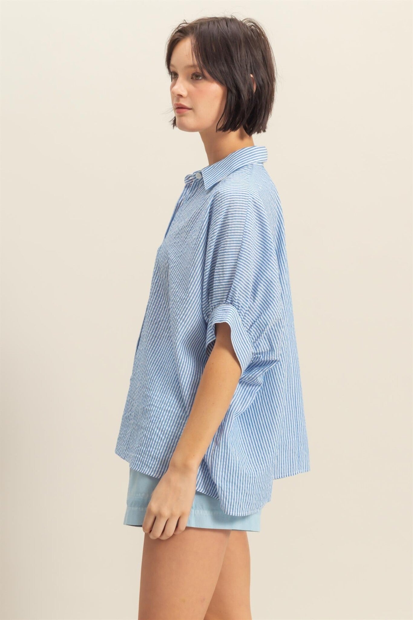 Harlow blue and white top