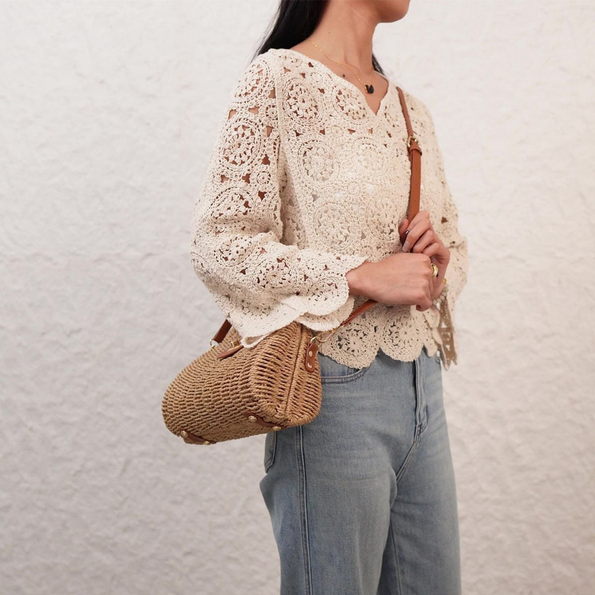 Rope Woven Bag Camel