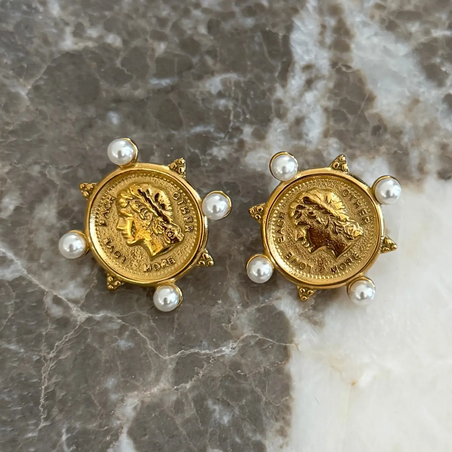 Pearl Coin Earrings