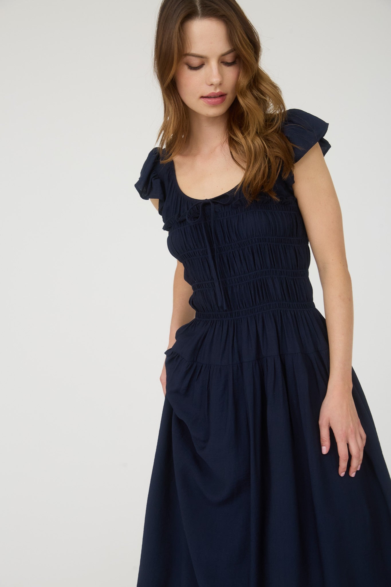 Bella Navy Midi Dress