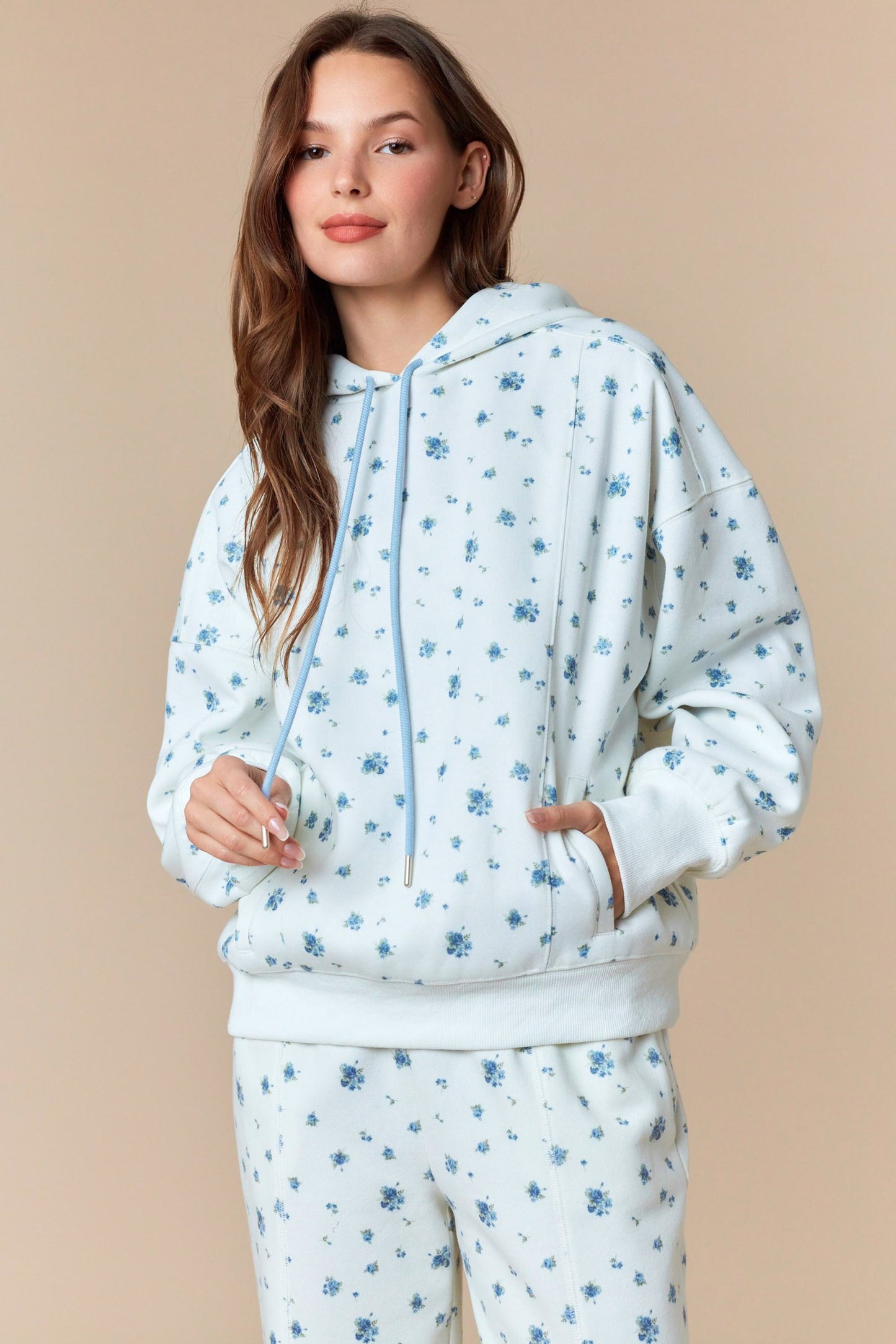 Polly Blue Floral Hoodie