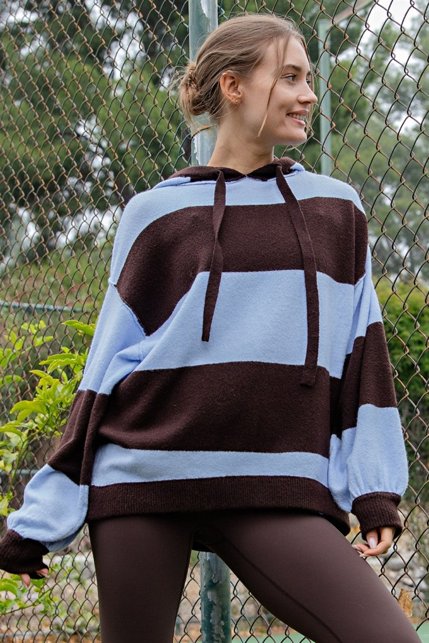 Striped Oversized Hoodie Sweater