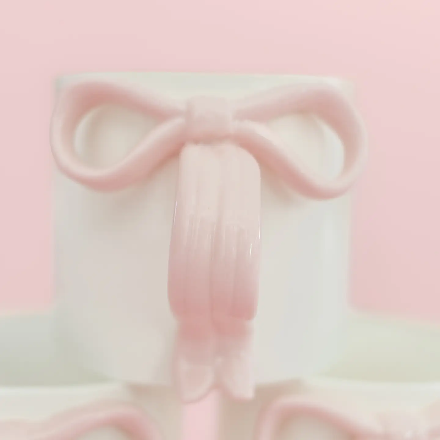Blush Pink Bow Ceramic Coffee Tea Mug with Ribbon Handle