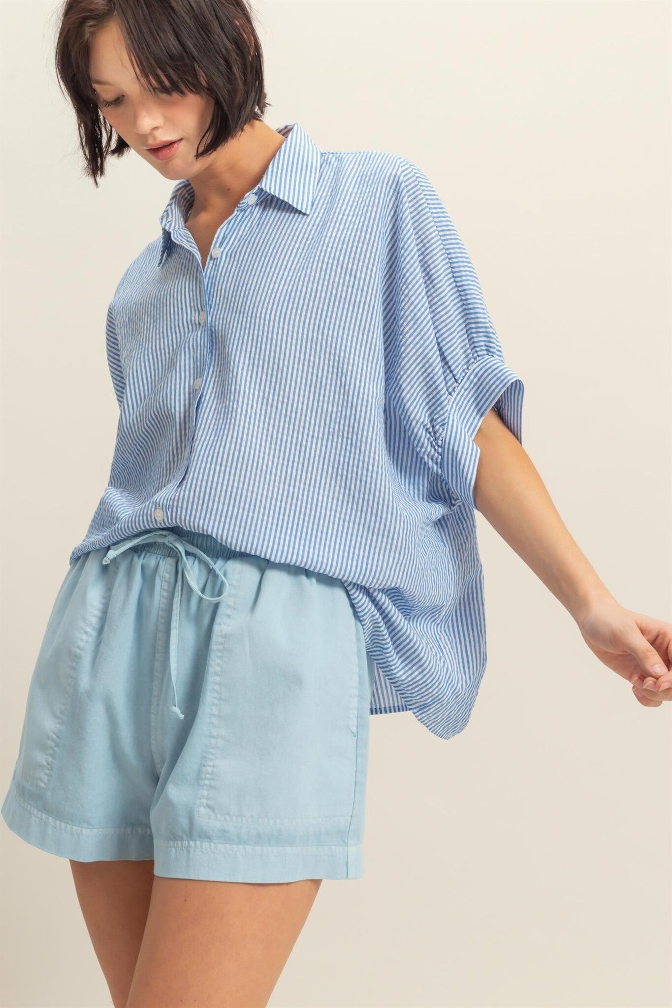 Harlow blue and white top