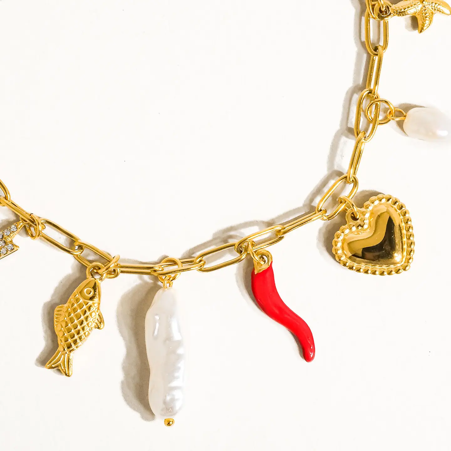 Filigrane 18K Gold Non-Tarnish Pepper Fish Charm Necklace