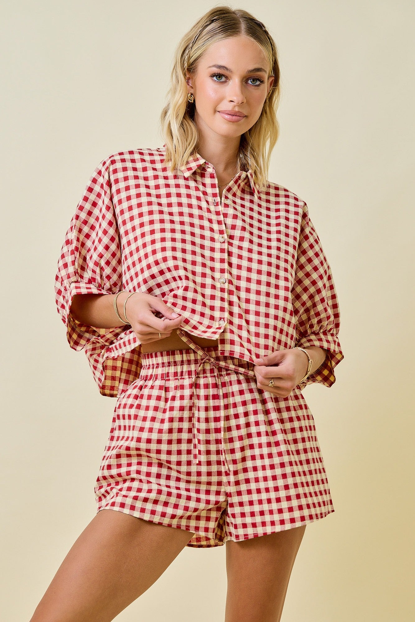 Danielle Red Gingham Set
