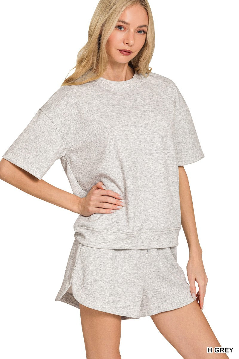 Scuba Short Sleeve Top & Shorts Set H Grey