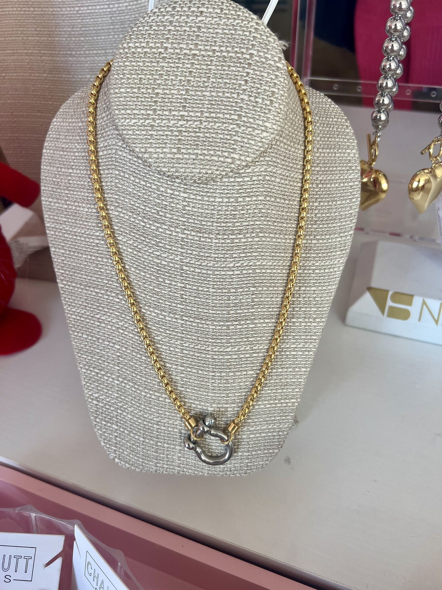 Locket Necklace GOLD NECKLACE WITH SILVER PENDANT