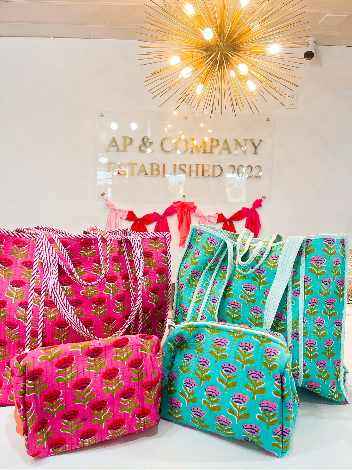 Quilted Makeup Bags | Cosmetic Toiletry Bag | Aqua Floral