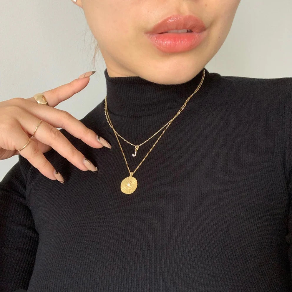 Initial gold necklace