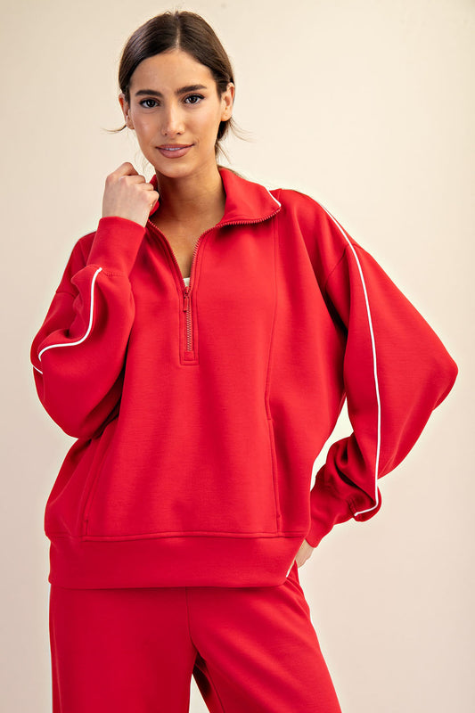 Scuba Quater Zip True Red