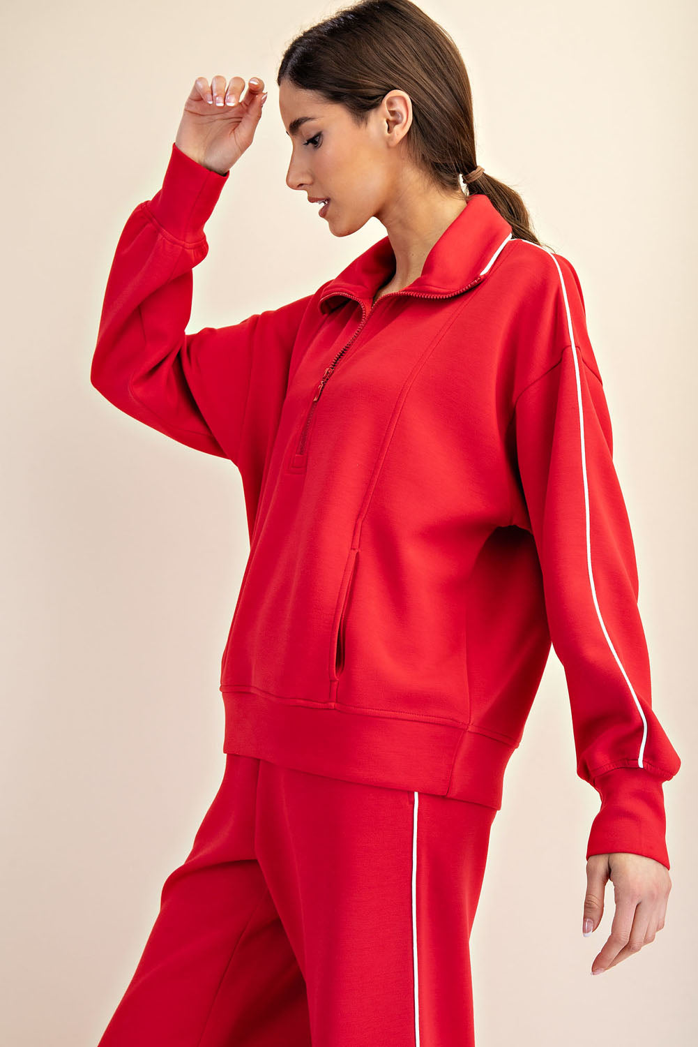 Scuba Quater Zip True Red