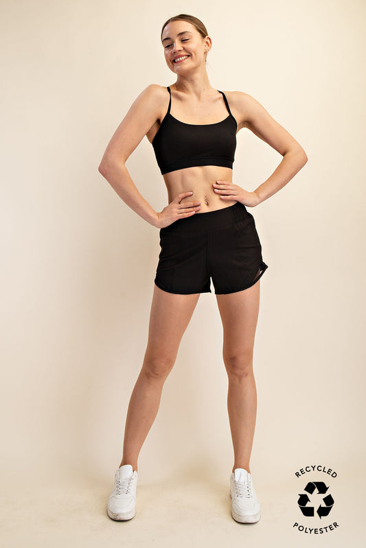 RECYCLED ACTIVE SHORT WITH MESH Black