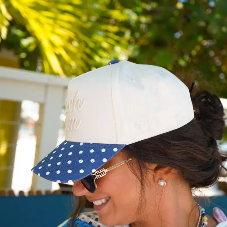 Beach Bum - Navy Polka Dot Hat