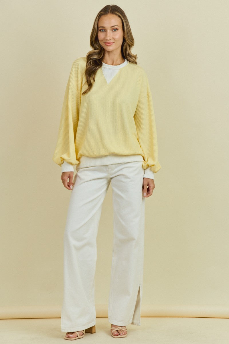 Lily Yellow Ribbed Top